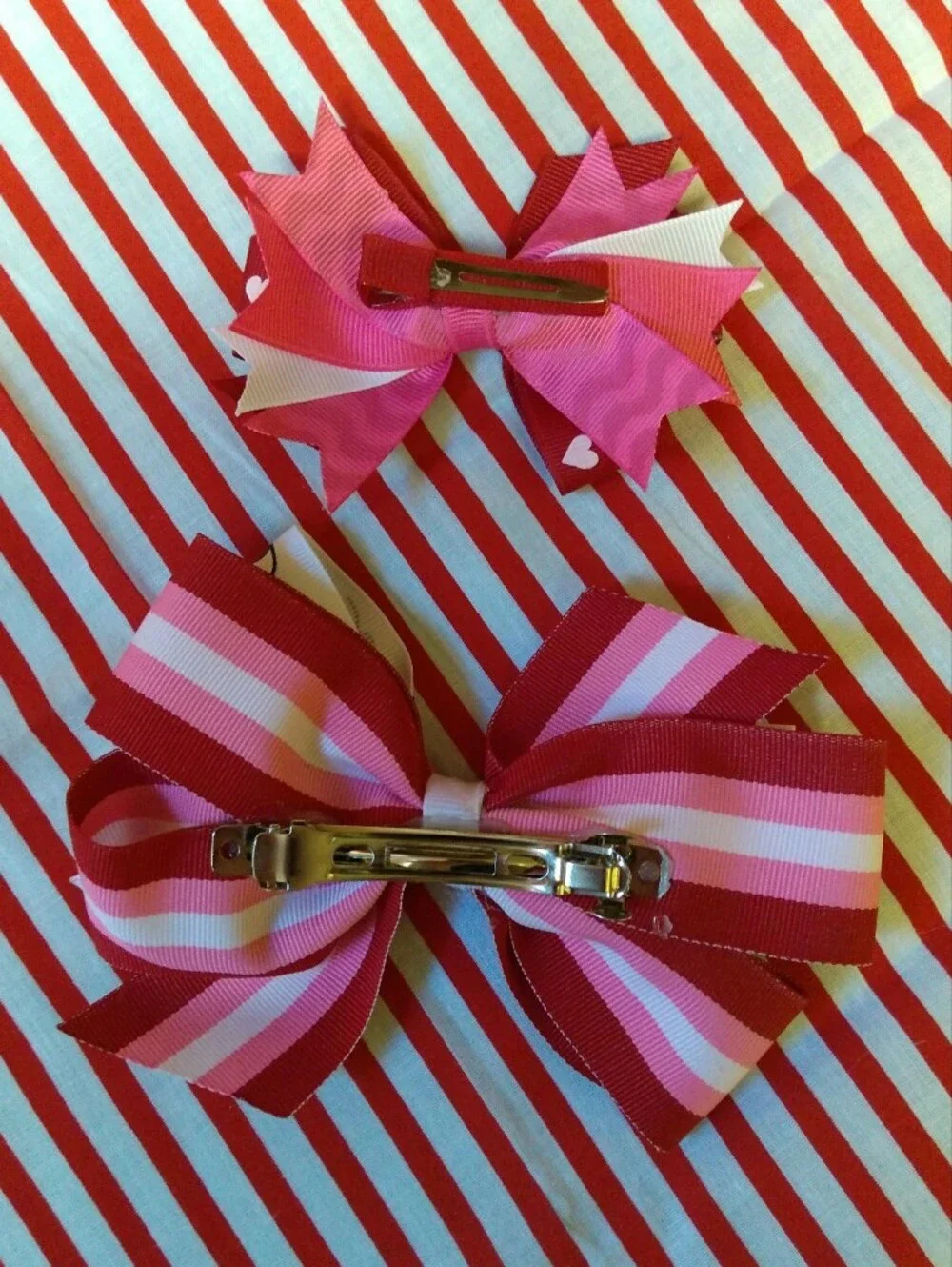 Handmade Boutique Valentine Cupcake Stacked Hair Bows 🎀🩷